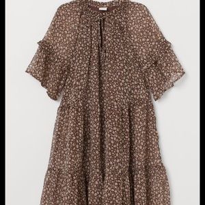 Brown and Beige floral chiffon babydoll dress